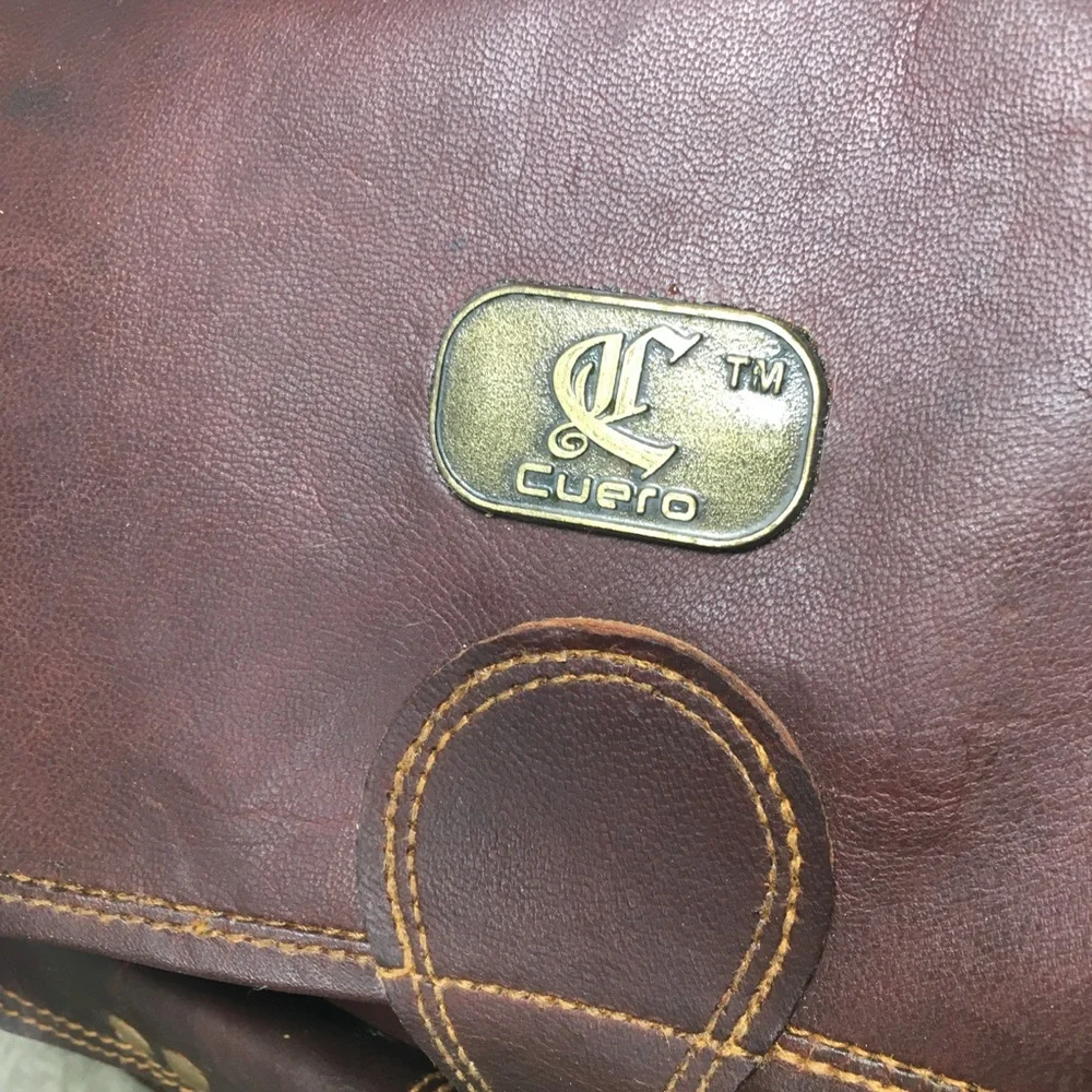 Vtg Waxed Leather Brown School Messenger Briefcase Shoulder Bag Computer Laptop